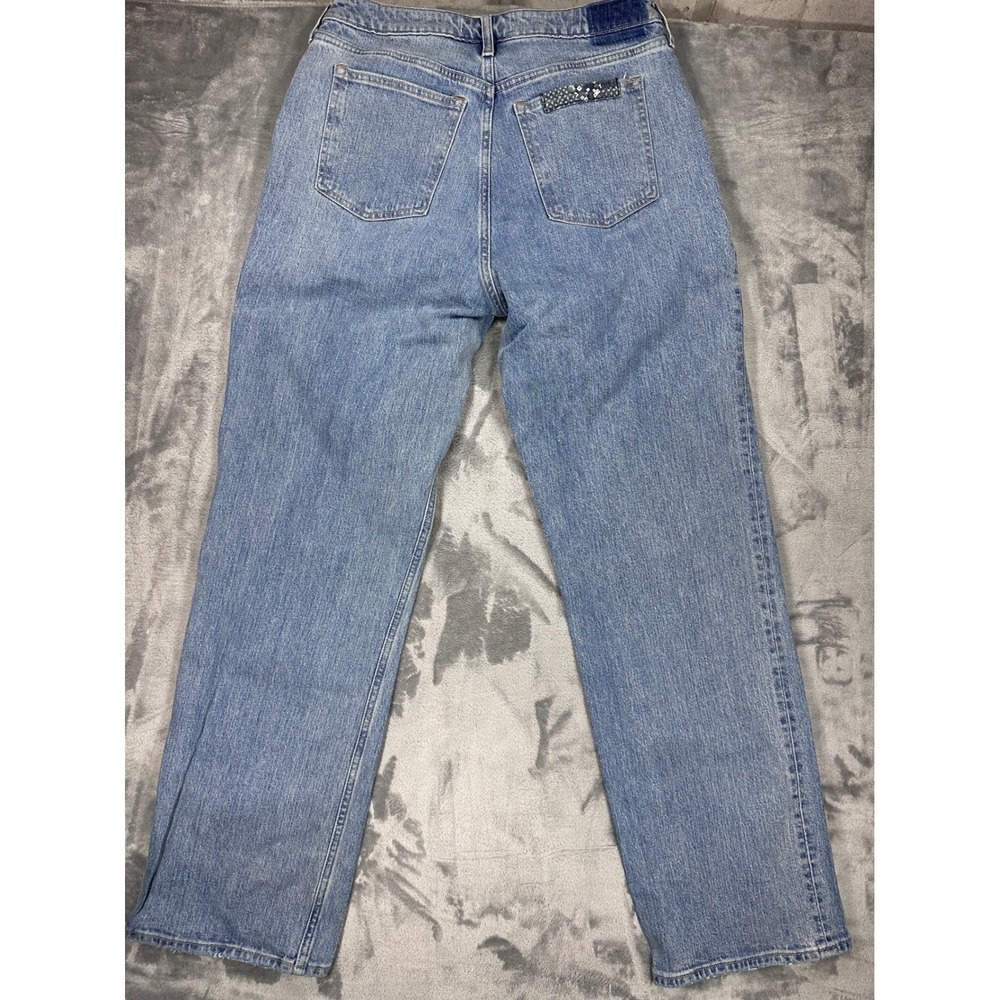 Abercrombie & Fitch Curve Love High Rise 90s Relaxed Patchwork Jeans Blue 31 - Picture 11 of 11